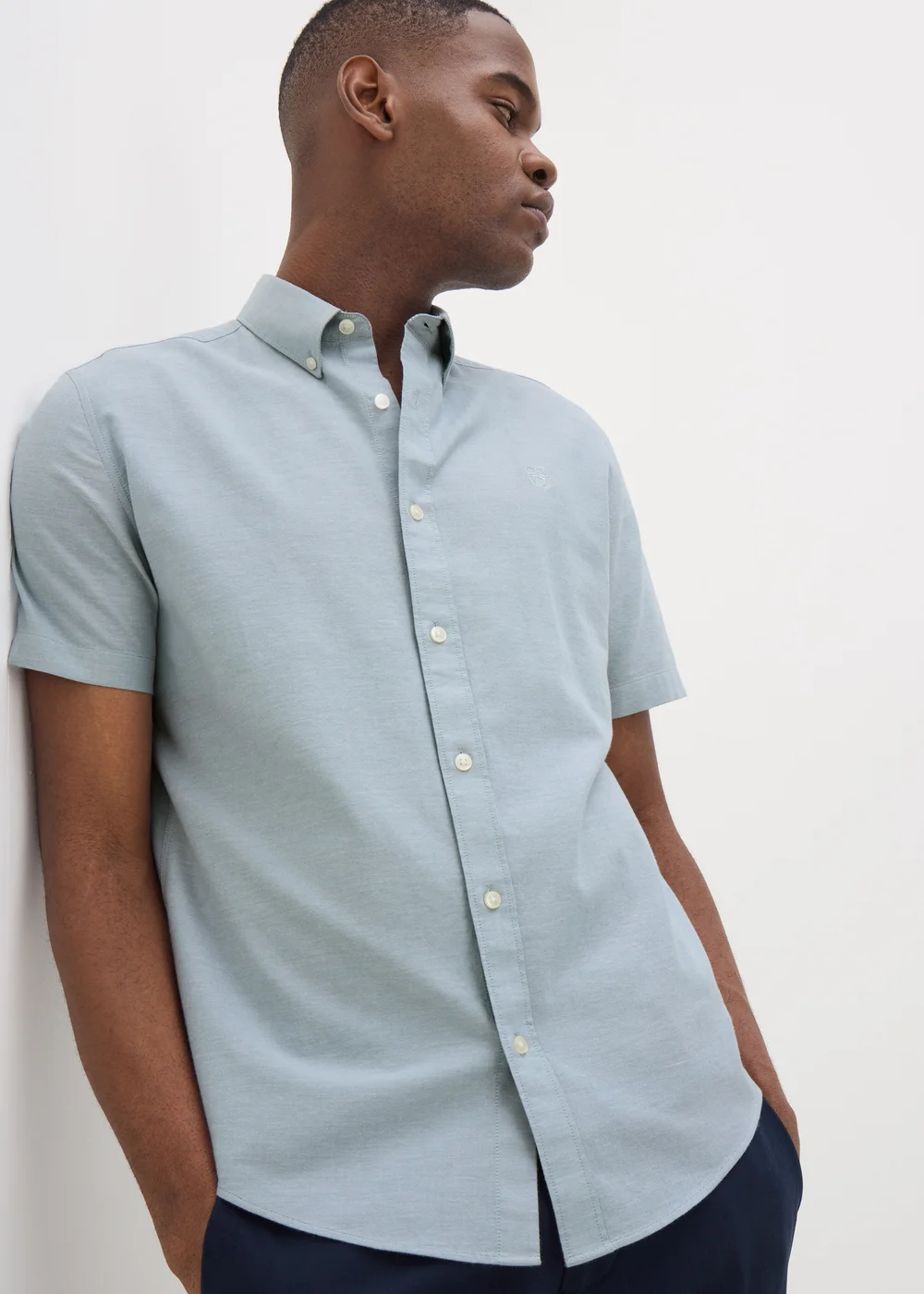 Green Chambray Short Sleeve Oxford Shirt - S Image 1