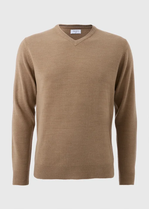 Beige Soft Touch V-Neck Jumper - S Image 3