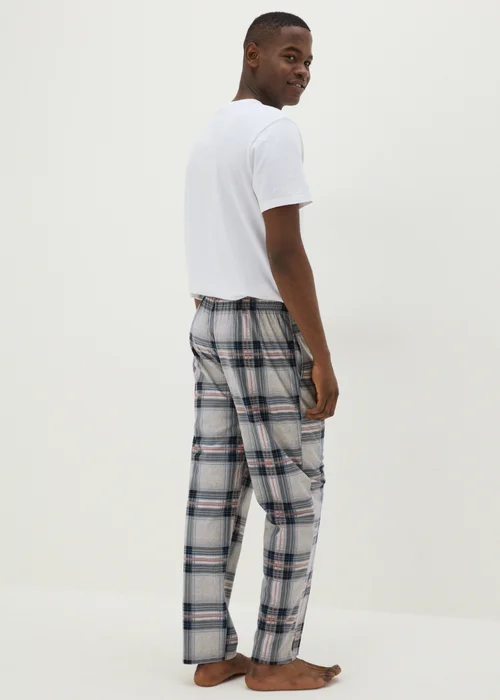 2 Pack Grey Check Fleece Slinky Pyjama Set - Small Image 2