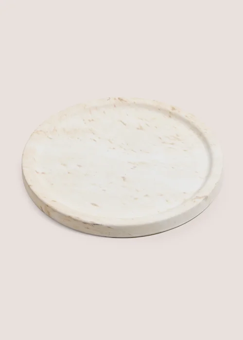 White Marble Effect Candle Plate Image 1