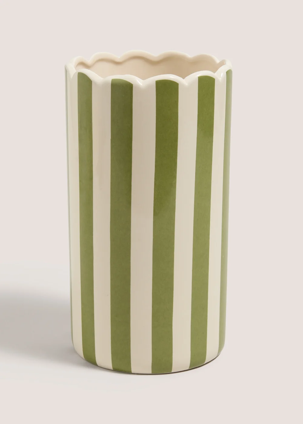 Green Stripe Scallop Vase Image 1