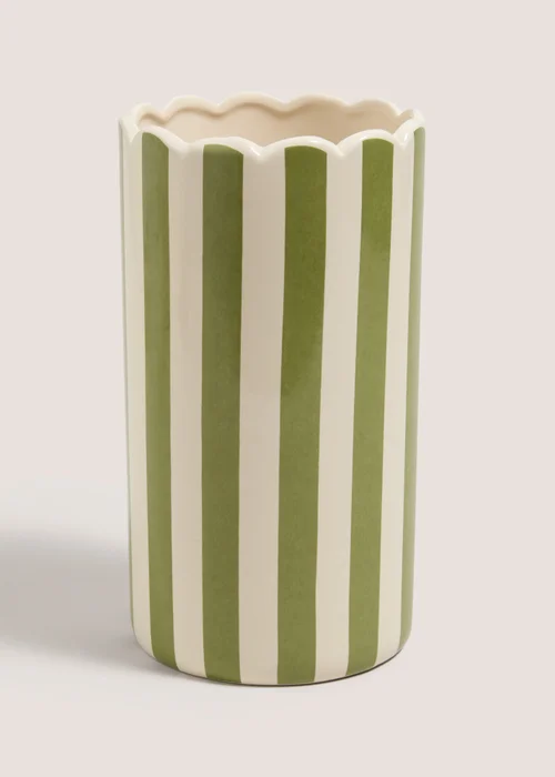 Green Stripe Scallop Vase Image 1
