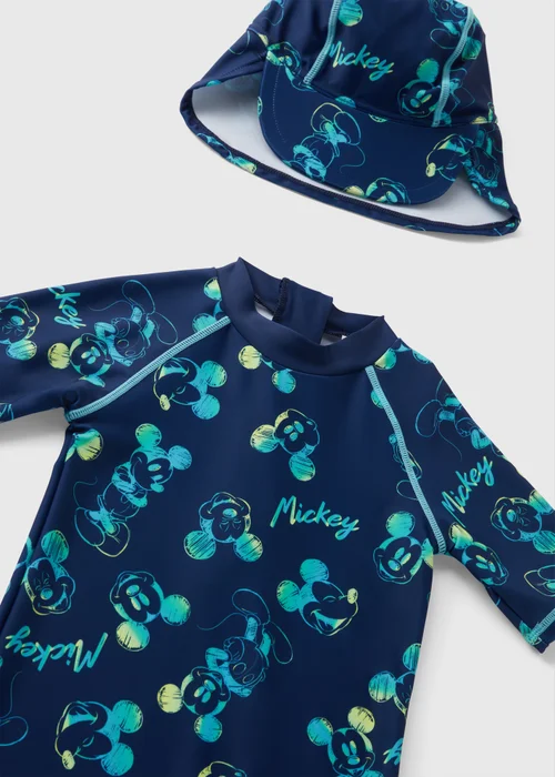 Disney Kids Navy Mickey Mouse Surf Suit & Hat (3mths-5yrs) - 3-6 months Image 2