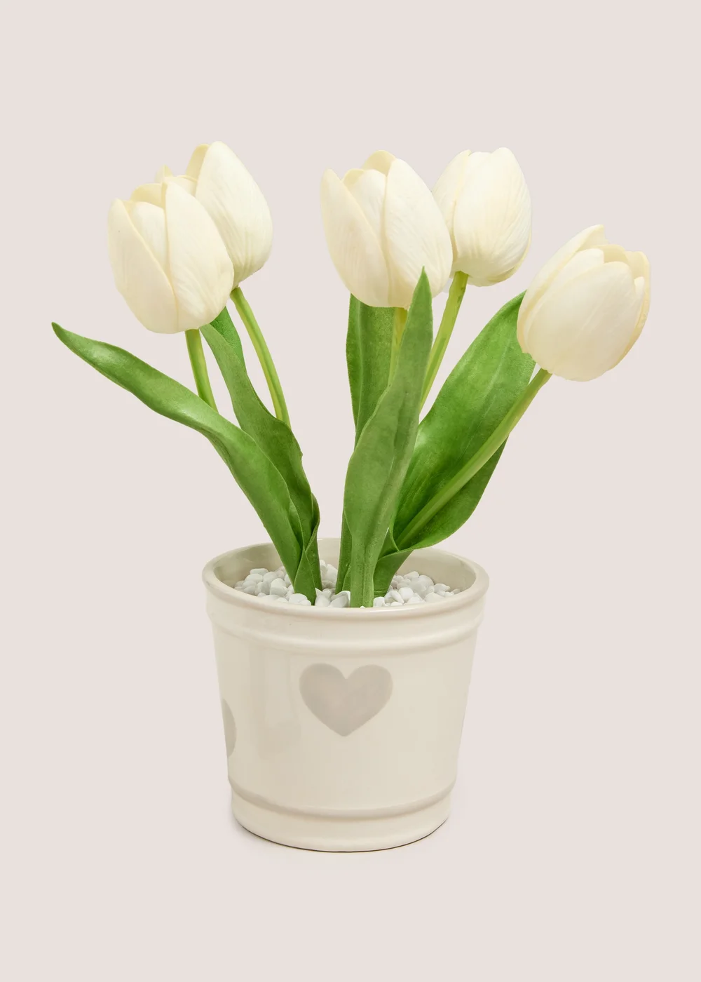 Cream Tulips In A Heart Vase Image 1