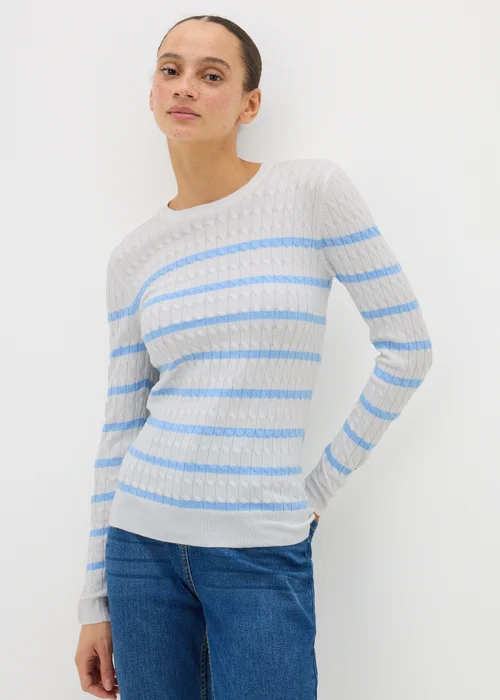 Blue Baby Cable Stripe Jumper - 8 Image 1