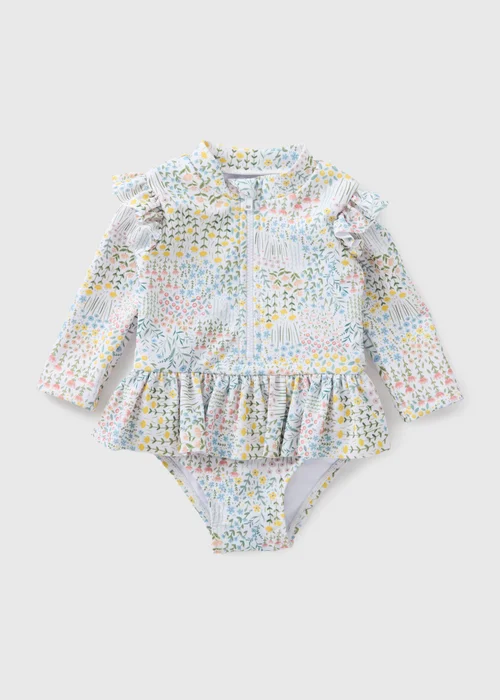 Baby Multicolour Floral Swimsuit (Newborn-23mths) - 0-3 months Image 1