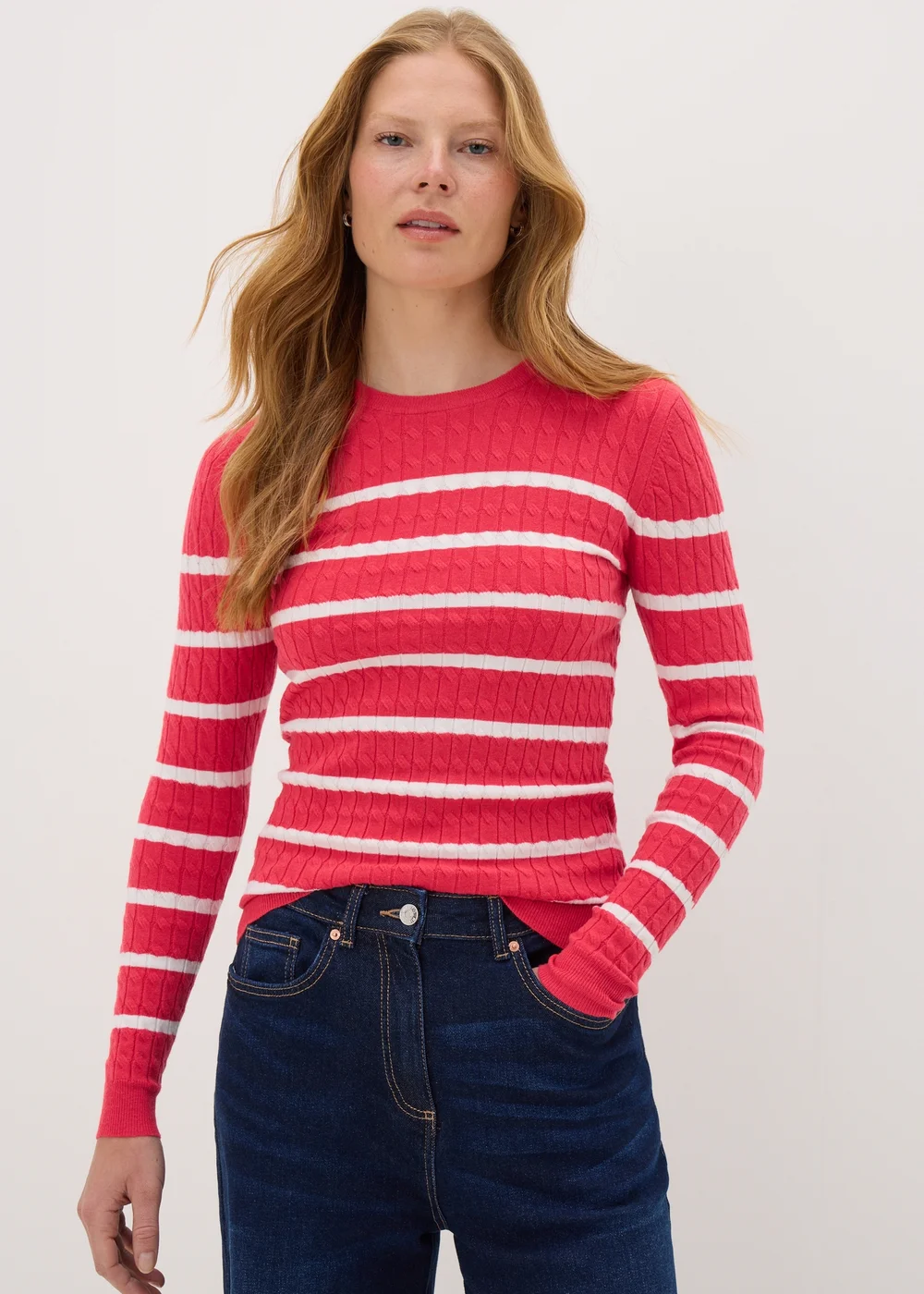 Coral Baby Cable Stripe Jumper - 8 Image 1