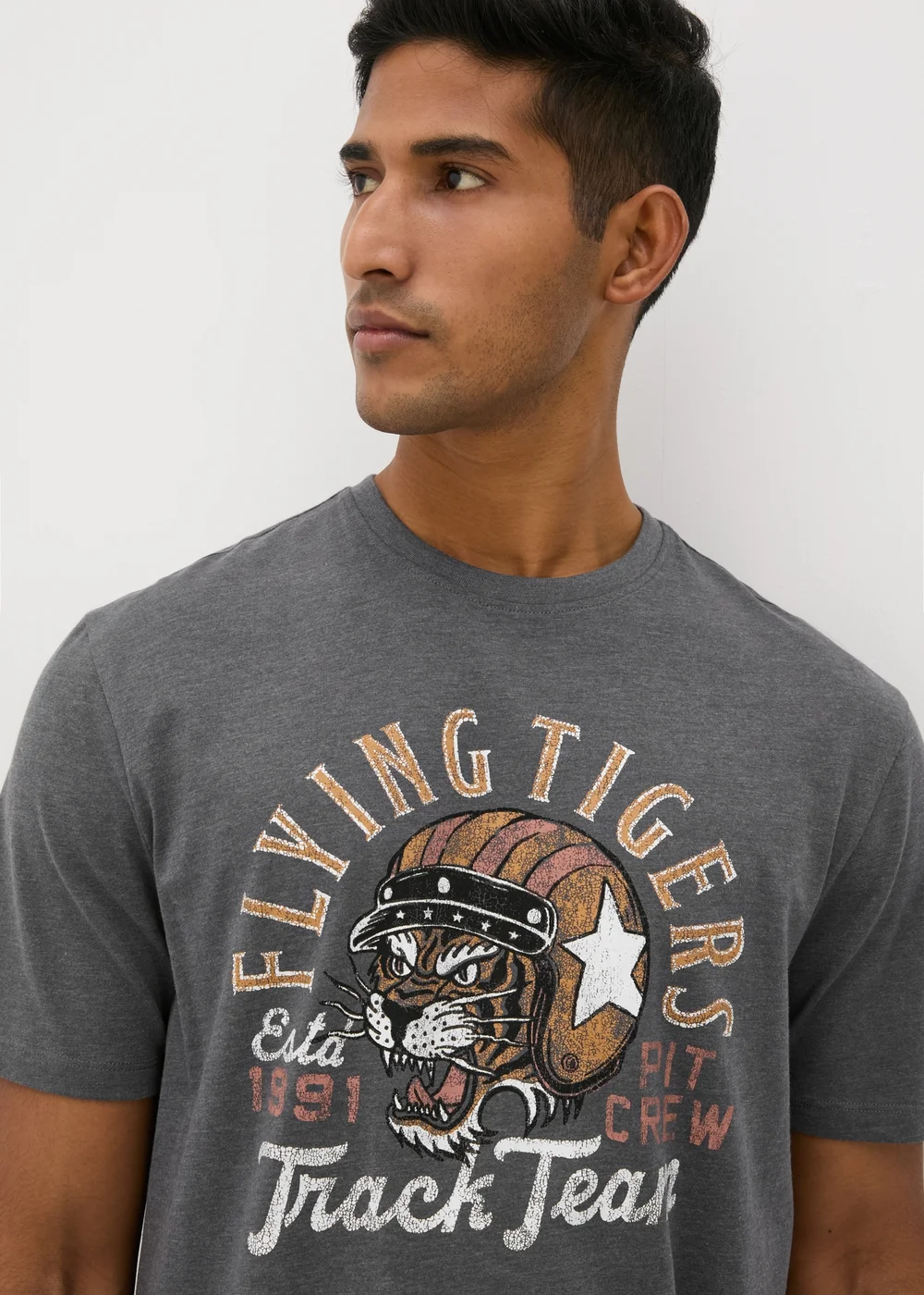 Grey Flying Tiger Biker T-Shirt - S Image 1