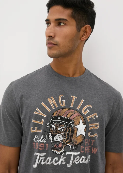 Grey Flying Tiger Biker T-Shirt - S Image 1