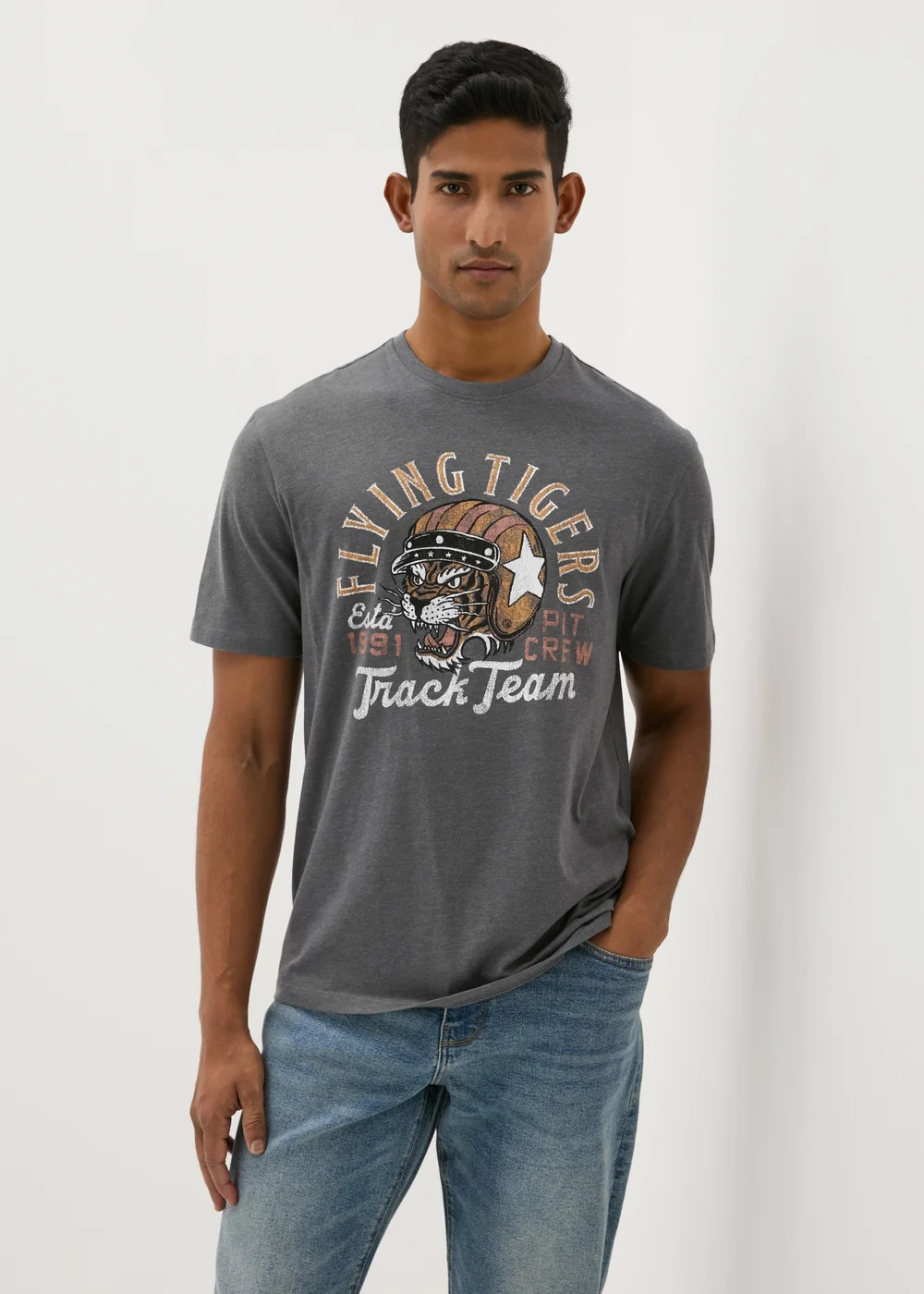 Grey Flying Tiger Biker T-Shirt - S Image 2
