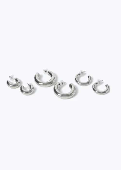 Muse Chubby Hoop Earring Three Pack Silver - One Size Image 2