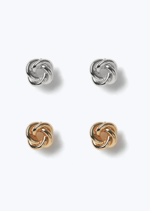 Muse Mixed Metal Two Pack Knot Stud Earring - One Size Image 1