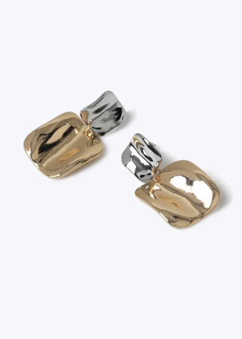 Muse Mixed Metal Large Crinkle Drop Earring - One Size Image 2