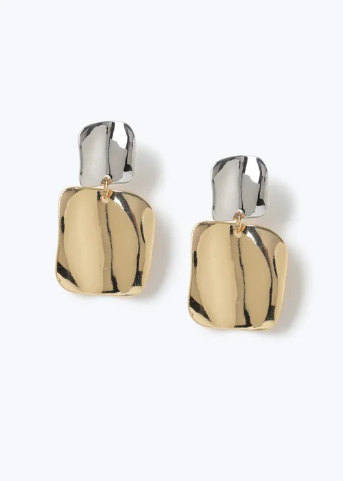 Muse Mixed Metal Large Crinkle Drop Earring - One Size Image 1