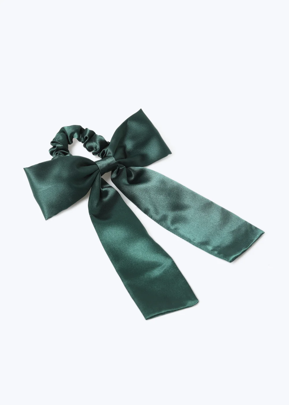 Girls Green Satin Bow Scrunchie - One Size Image 2