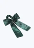 Girls Green Satin Bow Scrunchie - One Size Image 2