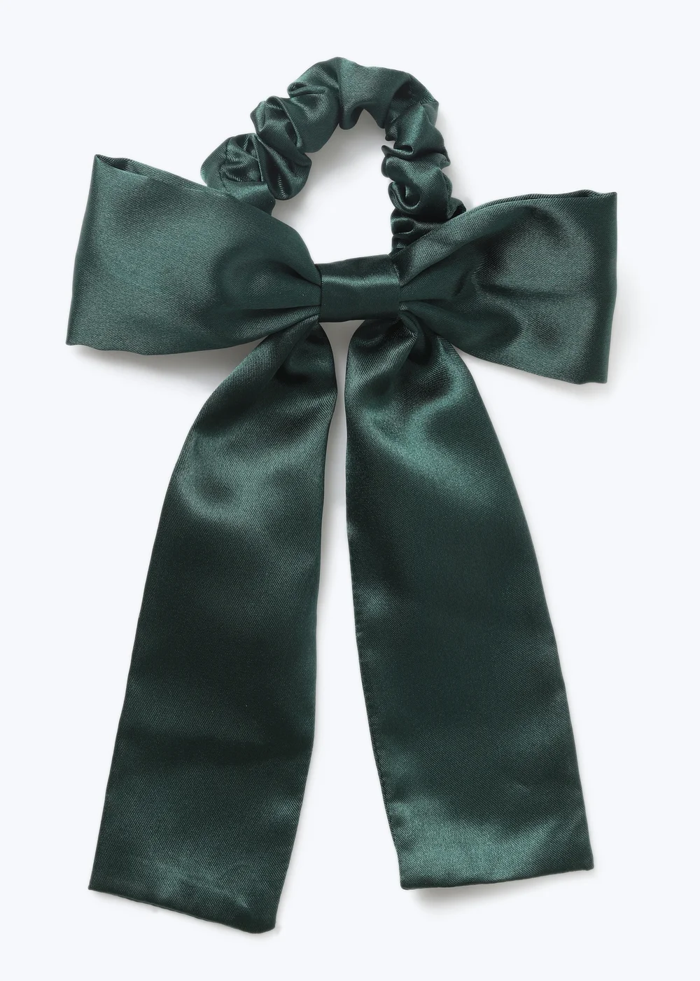 Girls Green Satin Bow Scrunchie - One Size Image 1