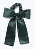 Girls Green Satin Bow Scrunchie - One Size Image 1