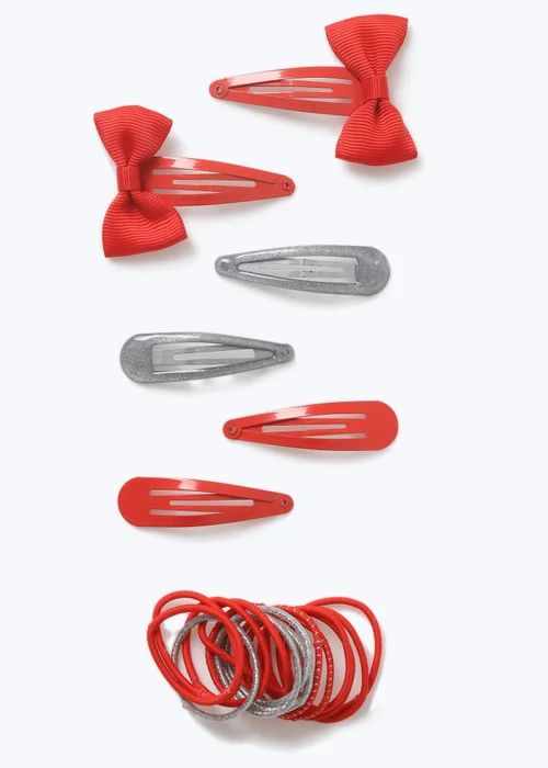 Multipack Girls Red Hair Bobbles & Hair Clips - One Size Image 1