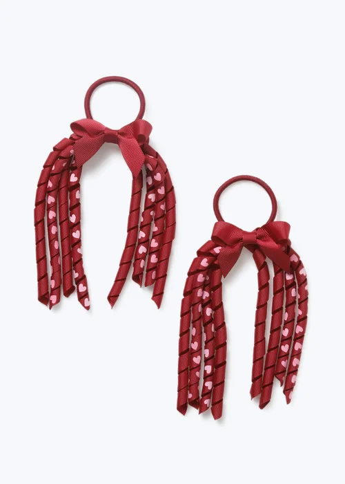 Girls Burgundy Bow Spiral Bobbles - One Size Image 1