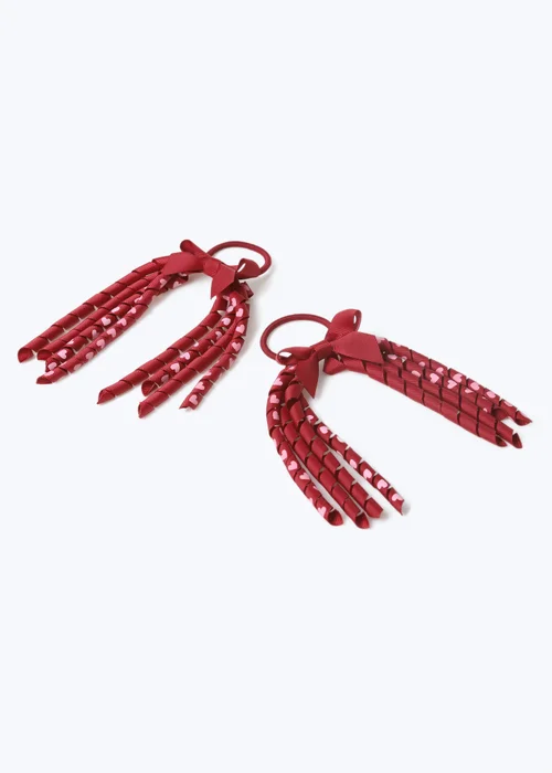 Girls Burgundy Bow Spiral Bobbles - One Size Image 2