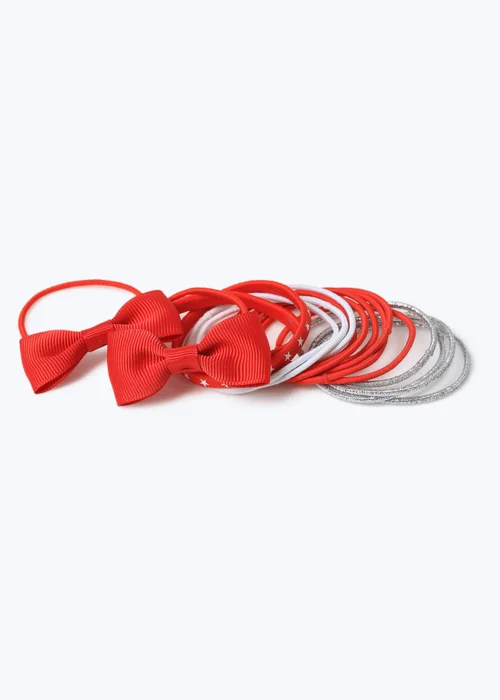 Multipack Girls Red Bow Hair Bobbles. - One Size Image 2