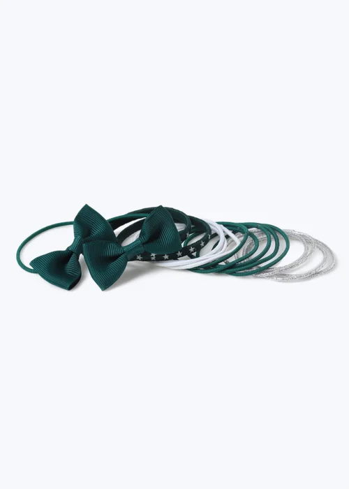 Multipack Girls Green Bow Hair Bobbles - One Size Image 2