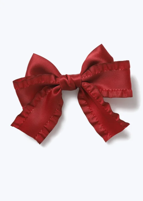 Girls Burgundy Satin Bow Clip - One Size Image 1