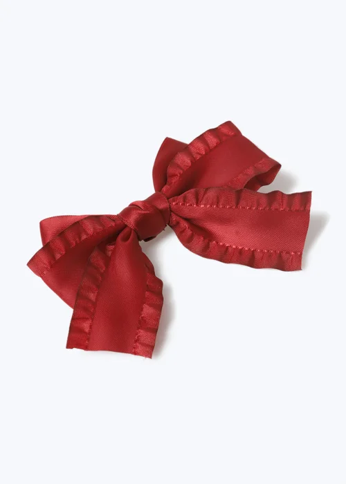 Girls Burgundy Satin Bow Clip - One Size Image 2