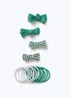 Multipack Girls Green Hair Bobbles & Hair Clips - One Size Image 1