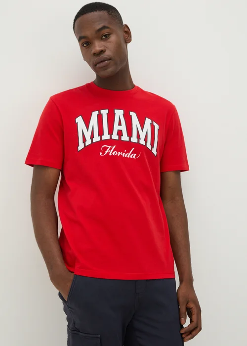 Red Miami Varsity T-Shirt - S Image 1