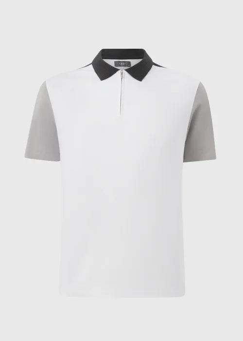 White Colour Block Polo Shirt - S Image 4