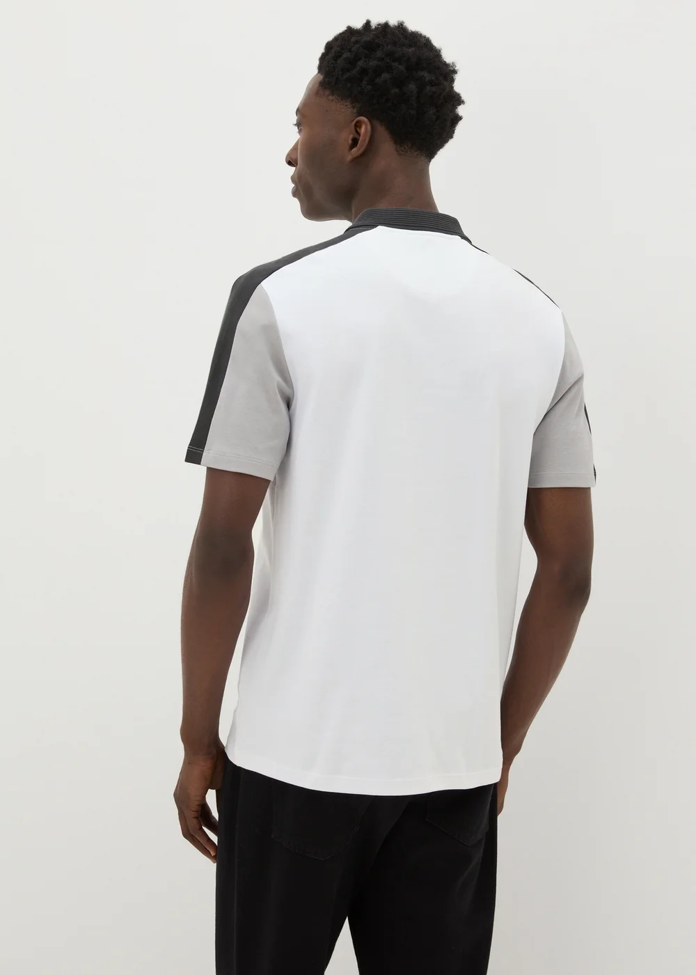 White Colour Block Polo Shirt - S Image 2