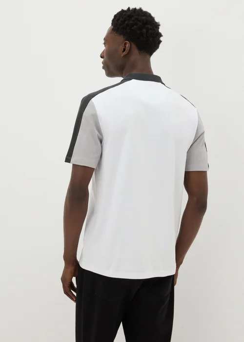 White Colour Block Polo Shirt - S Image 2
