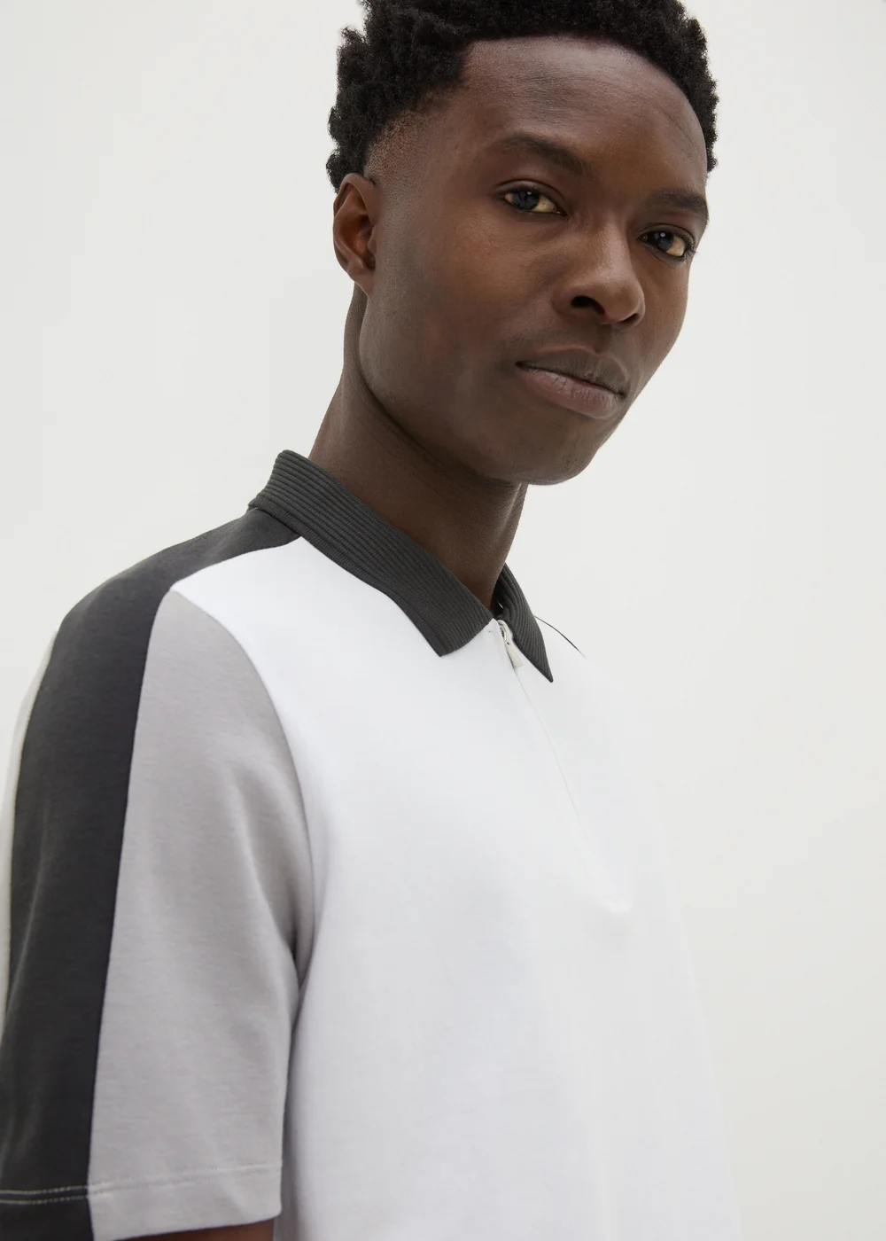 White Colour Block Polo Shirt - S Image 3