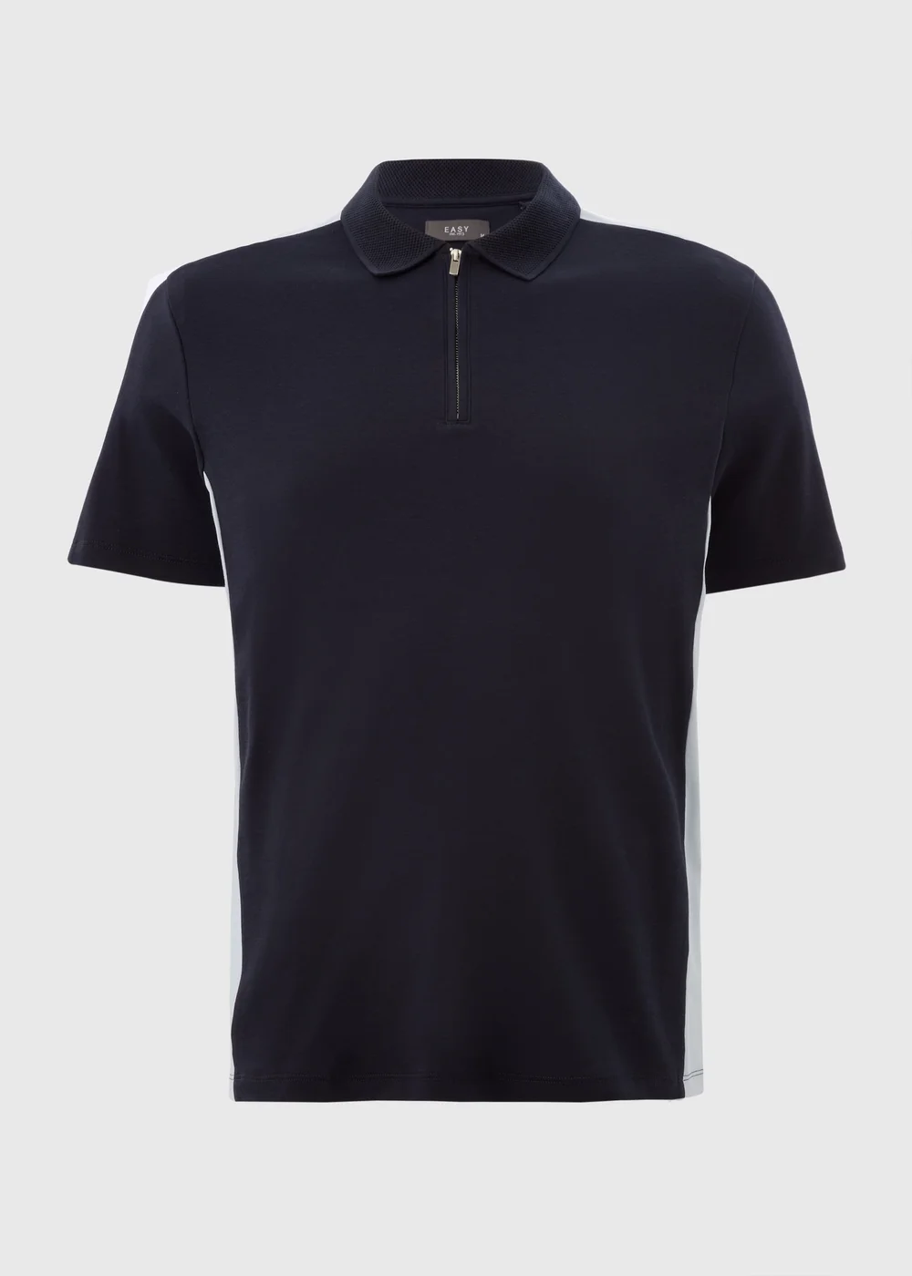 Navy Colour Block 1/4 Zip Polo Shirt - S Image 3