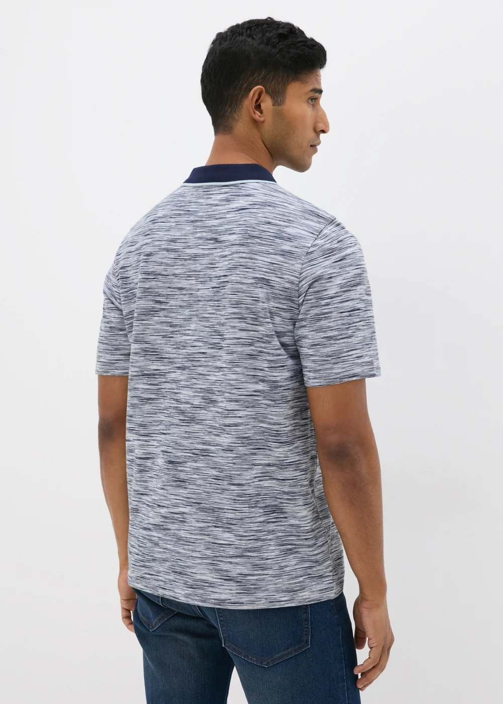Blue Space Dye Polo Shirt - S Image 2