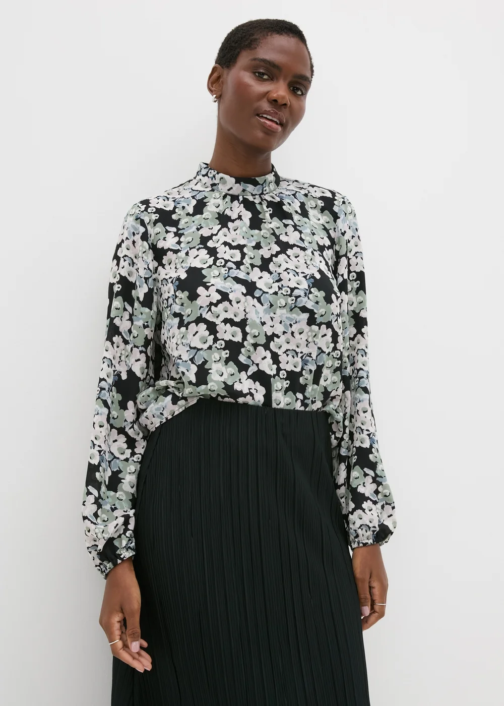 Et Vous Black Floral High Neck Blouse - 8 Image 1