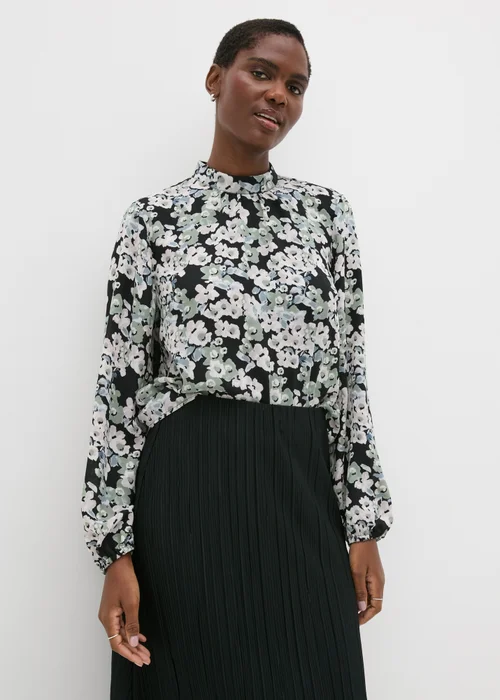 Et Vous Black Floral High Neck Blouse - 8 Image 1