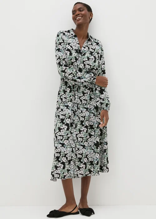 Et Vous Black Floral Midi Shirt Dress - 8 Image 1