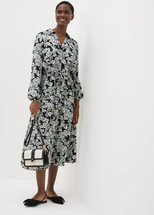 Et Vous Black Floral Midi Shirt Dress - 8 Image 3