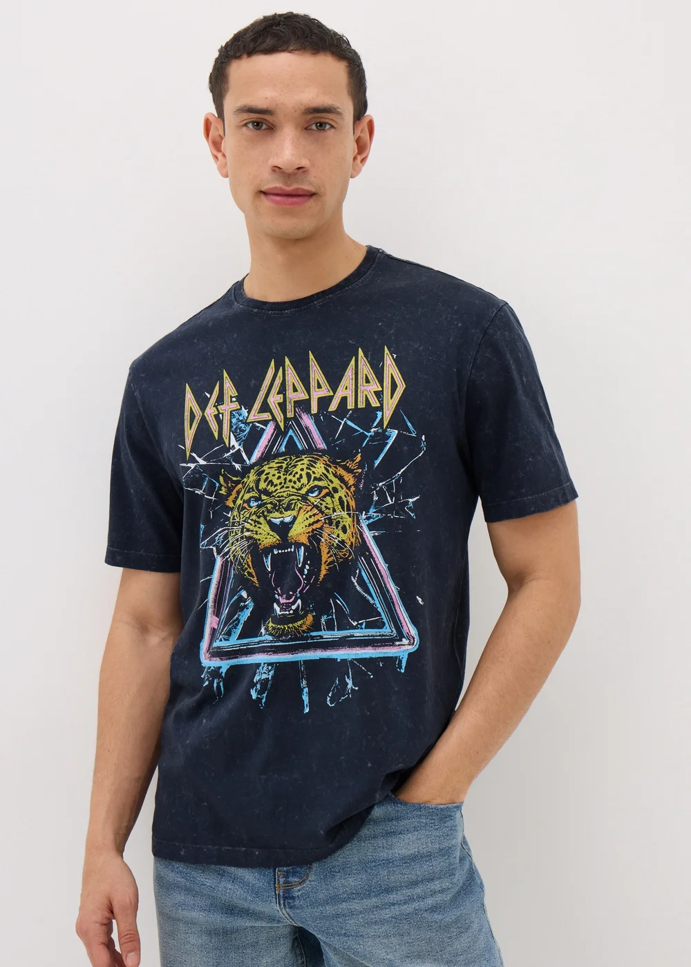 Def Leppard Navy Washed T-Shirt - S Image 1