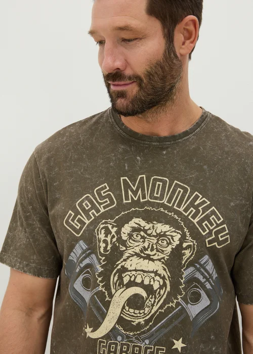 Gas Monkey Khaki T-Shirt - S Image 1
