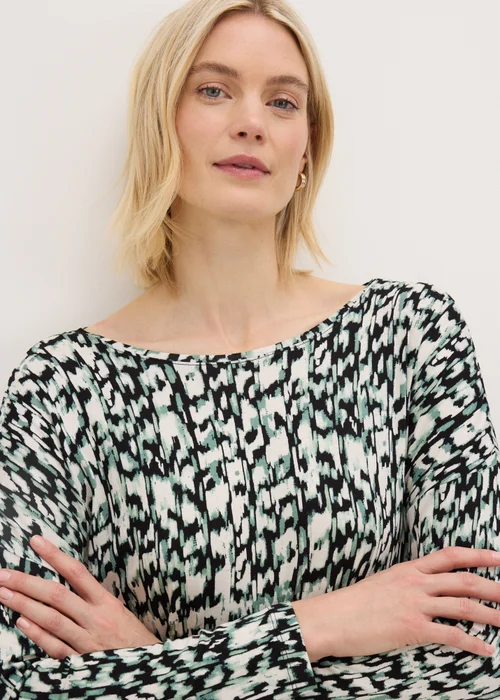 Cream Abstract Long Sleeve Top - S Image 2
