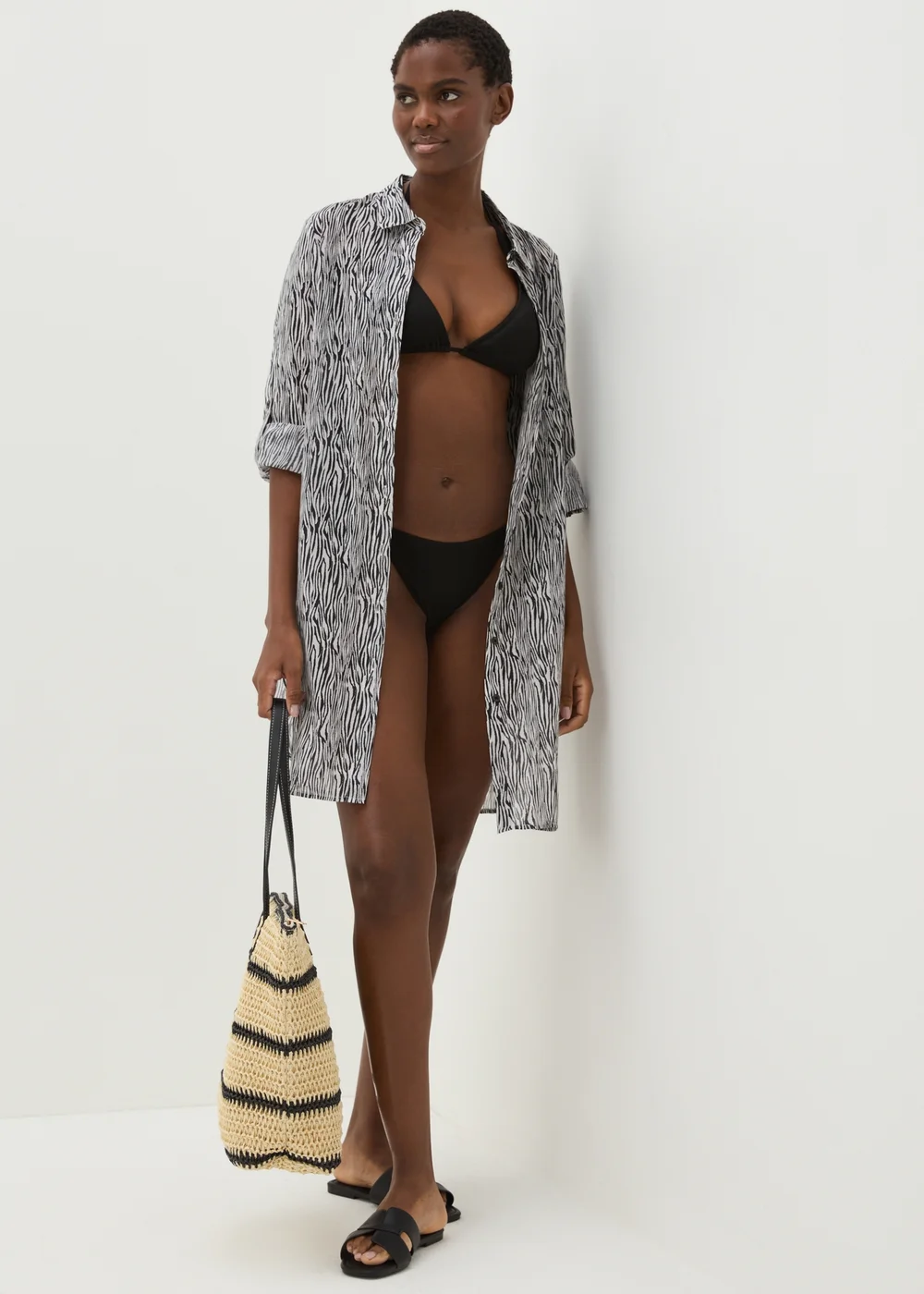 Black Printed Beach Shirt - XS Image 2