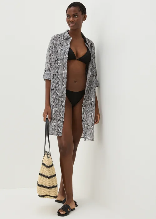 Black Printed Beach Shirt - XS Image 2