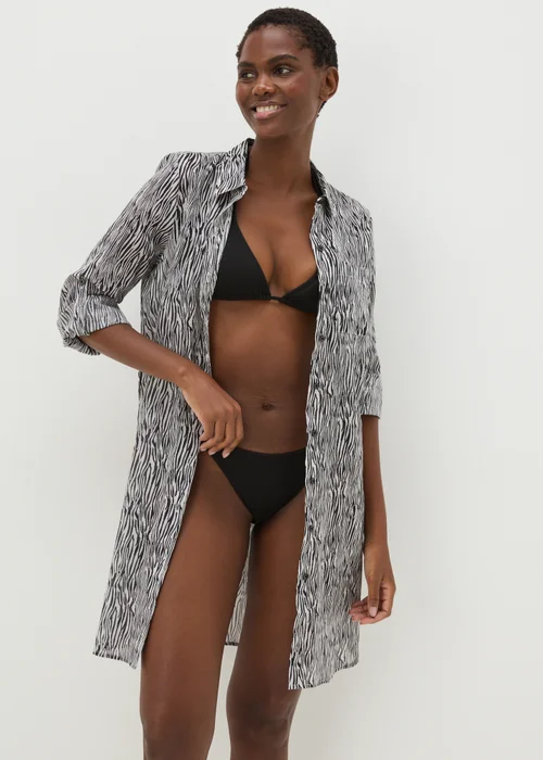 Black Printed Beach Shirt - XS Image 1