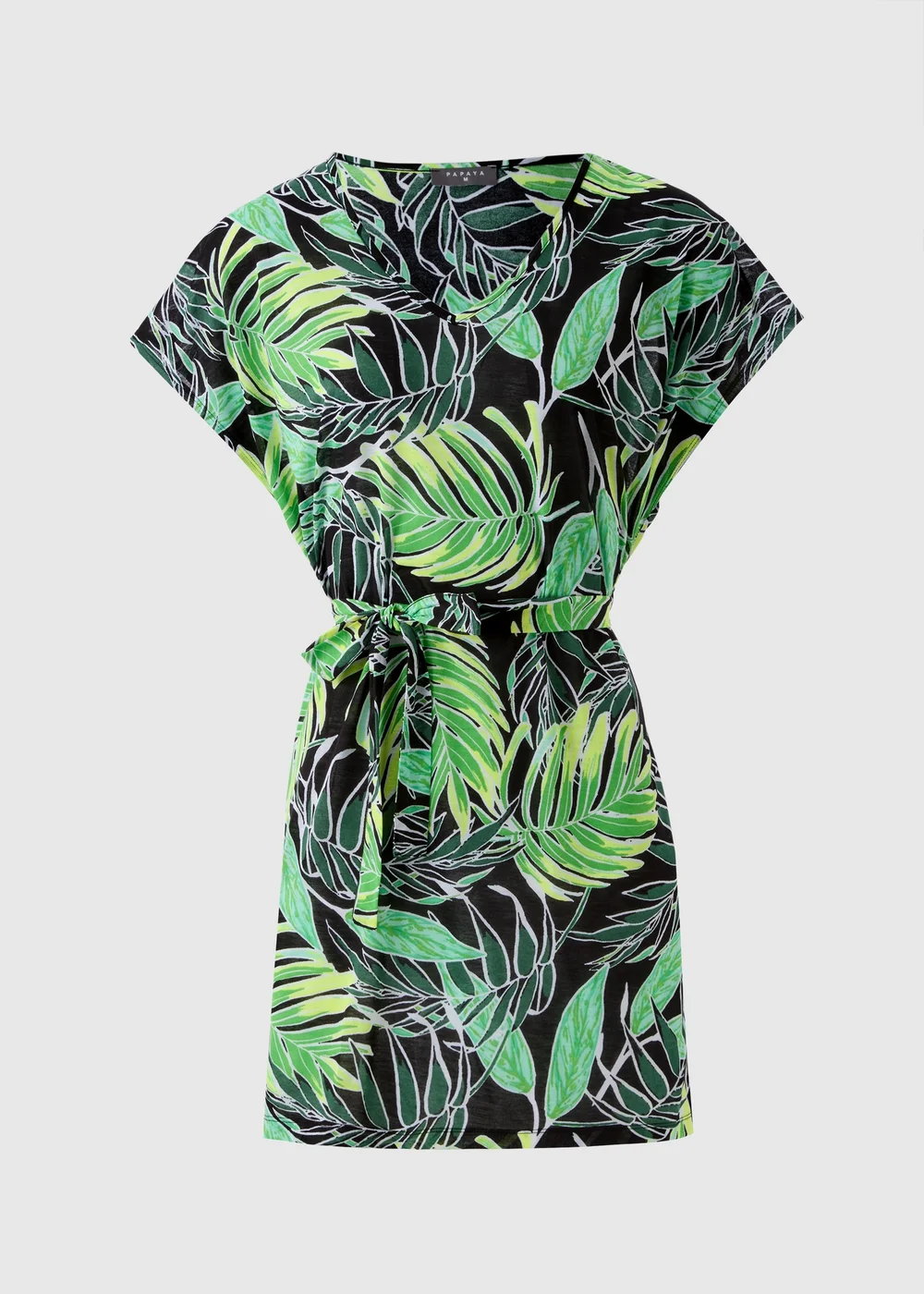 Green Tropical Leaf Print Kaftan - XS Image 3