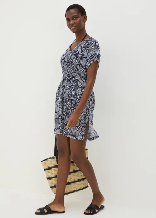 Navy Floral Kaftan - XS Image 1