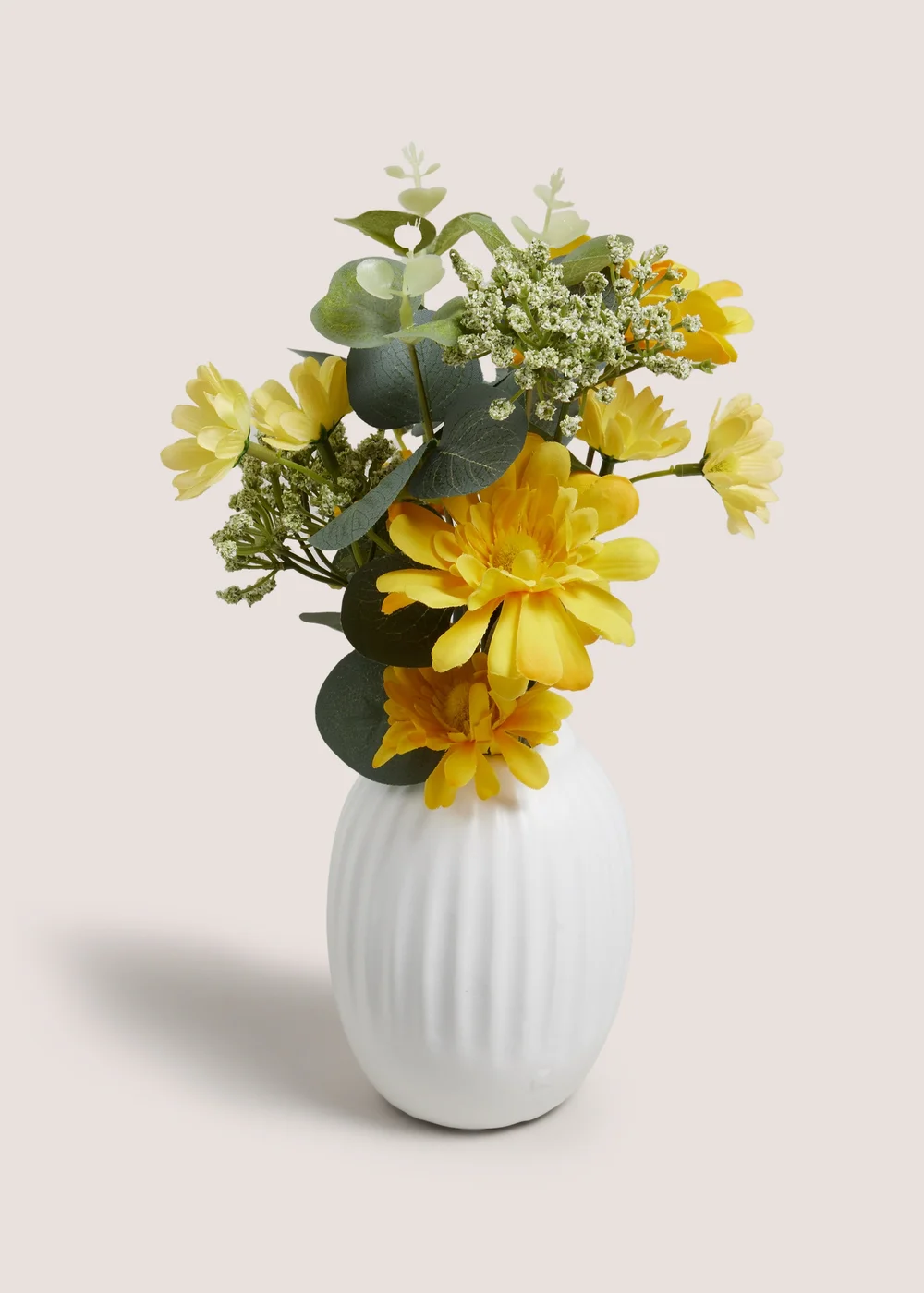 Yellow Flowers In A Rib Vase Image 1